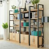 钢木书架书柜简约创意置物架多层实木隔断组合带门特价储物柜货架