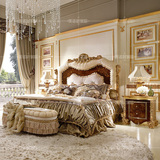 欧式家具床美式实木雕花布艺双人床豪华别墅卧室公主床1.8米婚床