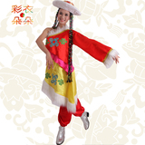 彩衣朵朵 新款藏族舞蹈演出服装短袖舞台装头饰道具长款女装15015