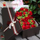 鲜花速递青岛同城鲜花 情人节鲜花预定 玫瑰花花盒 礼盒 送女友