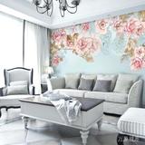 无缝客厅沙发卧室沙发背景墙无纺布壁纸壁画墙纸环保欧式水彩玫瑰