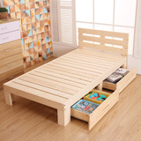 松木1.2米单人床1.8米双人床1.5米1米简易组合儿童床午休床实木床