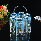 乐美雅正品透明玻璃杯6只套装带杯架 家用耐热水杯茶杯直身杯