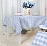 欧式地中海餐桌布艺 清新茶几盖布台布桌巾桌垫可定做浅蓝色格子