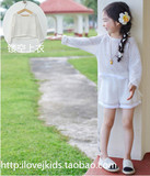 韩国童装女童春夏款百搭镂空套头衫套装中大儿童宝宝针织衫薄款棉