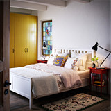 IKEA宜家代购 汉尼斯床架白色漆1.5米实木北欧简约现代田园双人床