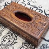 巴基斯坦木雕传统手工艺品批发创意复古餐巾纸抽盒厂家直销BM52