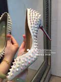 代购CL2016春夏季新款尖头铆钉细跟高跟鞋浅口性感女单鞋ol女鞋潮