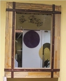 美式乡村loft复古镜子墙壁挂镜浴室镜实木搭配铁艺简约方形化妆镜