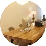 实木会议桌条形办公桌铁艺电脑桌3米2长桌子简约长方形餐桌工作台