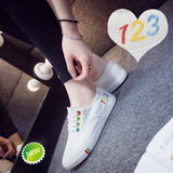 帆布鞋女40学生韩版夏透气小白休闲彩色数字123圆头浅口平跟板鞋