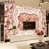 景墙纸无缝无纺布欧式3D立体浮雕玫瑰仿真软包壁画卧室沙发电视背