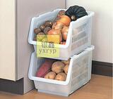 可叠加日本进口厨房置物架落地塑料收纳筐水果蔬菜收纳盒夹缝层架