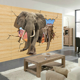 电视背景墙纸壁纸客厅卧室沙发3D无缝墙布大型壁画立体大象0133