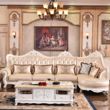 欧式真皮沙发实木雕花客厅转角沙发简欧大小户型头层牛皮别墅美式