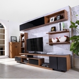 宜家伸缩板式电视柜 特价欧式组合黑玻视听柜 简约现代客厅地柜