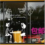 包邮咖啡店玻璃贴圣诞节 奶茶店饮品店蛋糕店橱窗玻璃贴纸贴画0