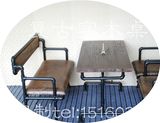 复古铁艺水管做旧咖啡厅桌椅酒吧桌椅休闲餐吧卡座沙发桌椅组合