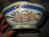 古董瓷器 古玩收藏 老物件 老东西 清代粉彩蝴蝶花碗 包老A002