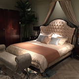 欧式真皮床 美式新古典1.8米双人床 实木大床 公主床简约卧室婚床