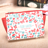 欧莱雅专柜 可爱圣诞印花红色手包化妆包手拿包钱包手机包