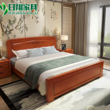 日翔 实木床主卧1.8m双人婚床现代简约成人1.5米橡木床 卧室家具