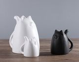 简约现代陶瓷黑白招财猫摆件北欧风格软装饰品电视柜茶几小猫摆件