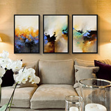 手工绘油画风景抽象玄关客厅装饰画欧式现代简约餐厅沙发墙三联画