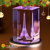 创意埃菲尔铁塔3d内雕水晶摆件 送男生女朋友老婆情人节礼物礼品