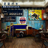 怀旧美式复古卡车金属铁皮壁纸工业风大型壁画餐厅酒吧网吧墙纸