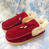 正品耐尔雅低帮棉鞋男女冬季居家鞋一脚套保暖鞋毛毛鞋子棉靴大红