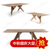 烤漆餐桌胡桃木色餐桌实木皮餐桌北欧简约会议桌创意复古餐桌定制