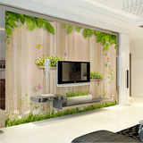 北欧田园3D立体卧室电视沙发背景墙纸防水无纺布大型壁画木纹壁纸