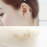 个性复古不对称小蛇形状纯银耳钉微镶锆石可爱耳环女韩国时尚饰品