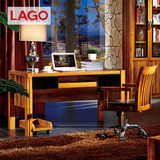 LAGO中式实木书桌简约黑胡桃色电脑桌写字台小书桌书架办公6E01