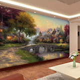 沙发电视背景墙美式乡村欧式田园风景油画客厅装饰画个性大型壁画