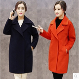 2016秋冬季新女装大码韩版中长款加厚茧型毛呢外套女羊绒呢子大衣