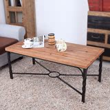 美式乡村方形实木茶桌做旧小户型经济型铁艺木质工艺客厅茶几