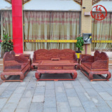 东兴红木家具缅甸花梨木沙发大果紫檀荷花宝座组合实木中式沙发