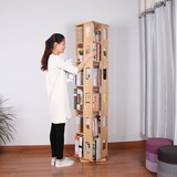 简约现代实木旋转书架360度简易落地学生多层书架创意小书柜CD架