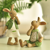 米子家居 复活节装饰品创意礼品树脂摆件生日礼物 兔子摆设摆件