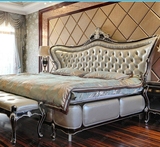 高端欧式实木床雕花1.8双人床新古典床酒店婚床卧室床布艺公主床