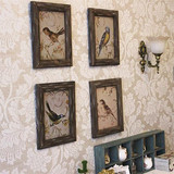 欧美式乡村日式复古做旧小鸟实木框装饰画客厅卧室书房电表箱壁画