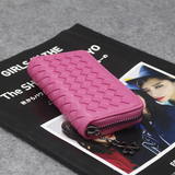 韩国新款编织钥匙包男女式双卡位大容量汽车钥匙包多锁扣拉链小包
