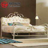和日尚锦——简约田园软包铁床1.5 1.8米美式乡村皇室公主铁艺床