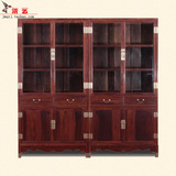 现代中式实木1米宽成人整装书柜  明式素面书橱 非洲黄花梨木 4门