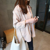 KS韩国代购女装2016春款粉色薄款长袖短款风衣外套淑女款AG3281