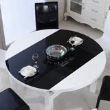 钢化玻璃伸缩折叠圆餐桌小户型实木电磁炉餐台多功能餐桌椅组合