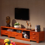 实木电视柜实木伸缩地柜 客厅家具中式实木背景柜茶几组合