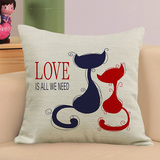 法国正品dmc十字绣套件客厅新款 卡通抱枕客厅靠垫 情侣爱情猫